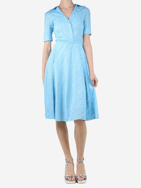 Light blue jacquard midi dress - size UK 6 product image