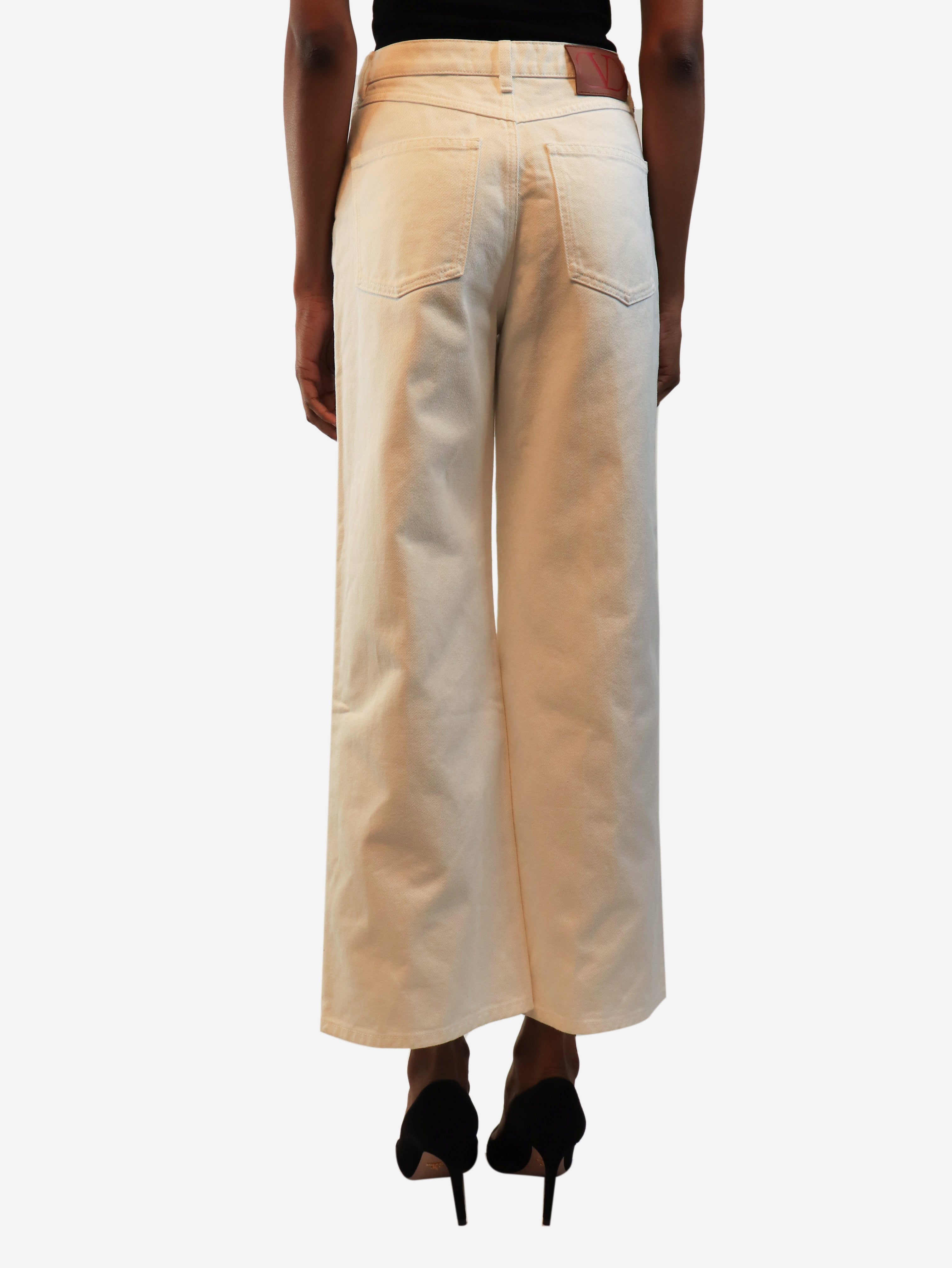 White wide leg jeans - size UK 8