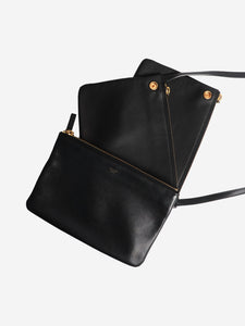Celine Black Trio leather pouch bag