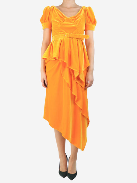 Orange velour top and skirt set - size UK 10 product image