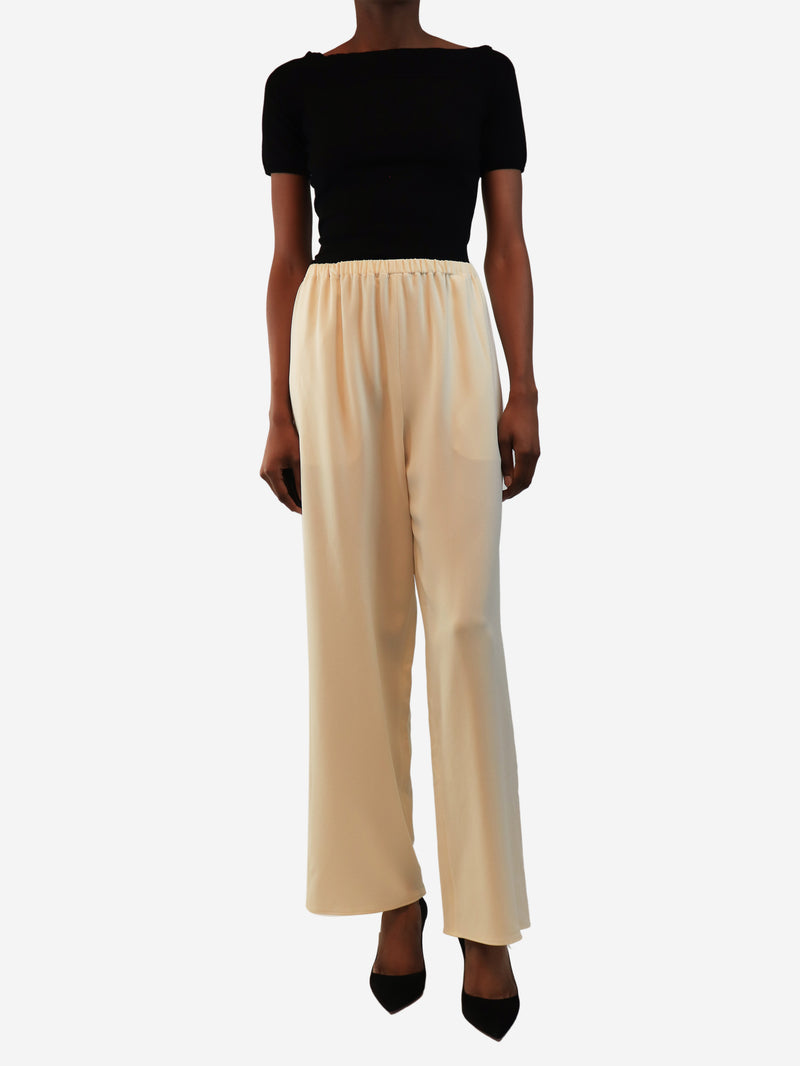 Cream elasticated trousers - size XS