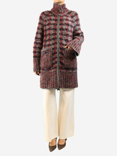 Grey chunky wool-blend coat - size UK 8