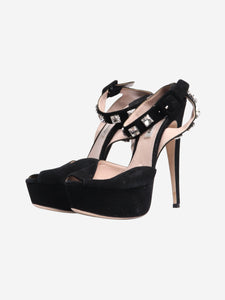 Miu Miu Black crystal embellished platform heels - size EU 37 (UK 4)