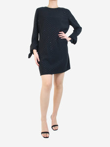 Victoria Beckham Black embellished long-sleeved dress - size UK 14