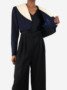Miu Miu Navy and white cropped blazer - size UK 6