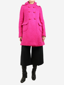 Prada Pink double-breasted boucle coat - size UK 10