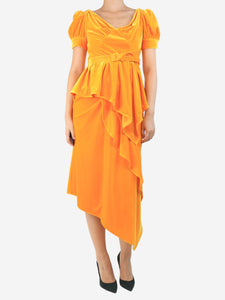 self-portrait Orange velour top and skirt set - size UK 10