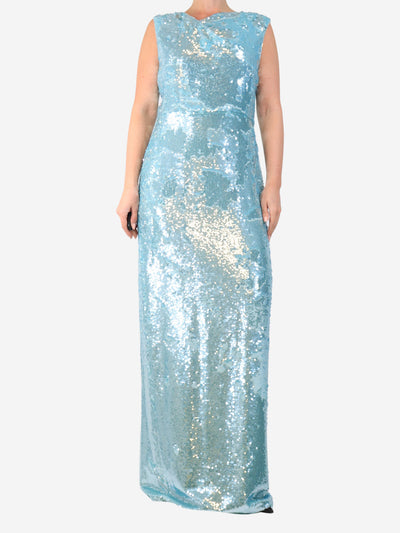 Blue sleeveless sequin maxi dress - size UK 14 Dresses Roland Mouret 
