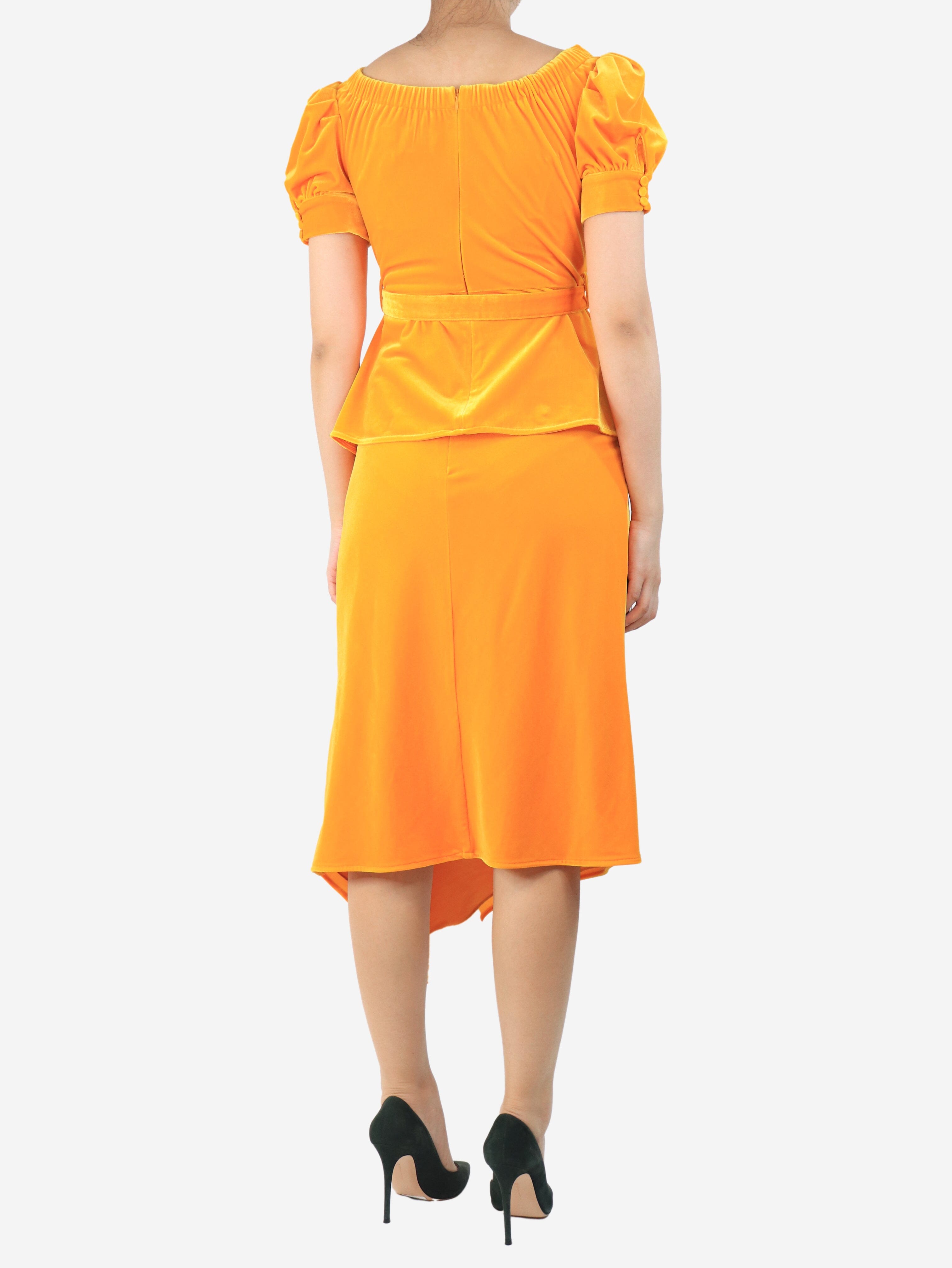 Orange velour top and skirt set - size UK 10 Sets self-portrait 
