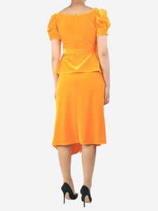 self-portrait Orange velour top and skirt set - size UK 10