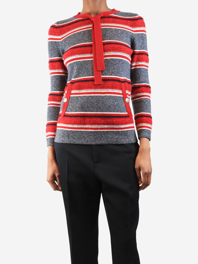 Grey and red cashmere striped jumper - size UK 8 Knitwear Chanel 