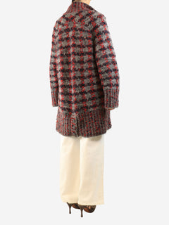 Grey chunky wool-blend coat - size UK 8