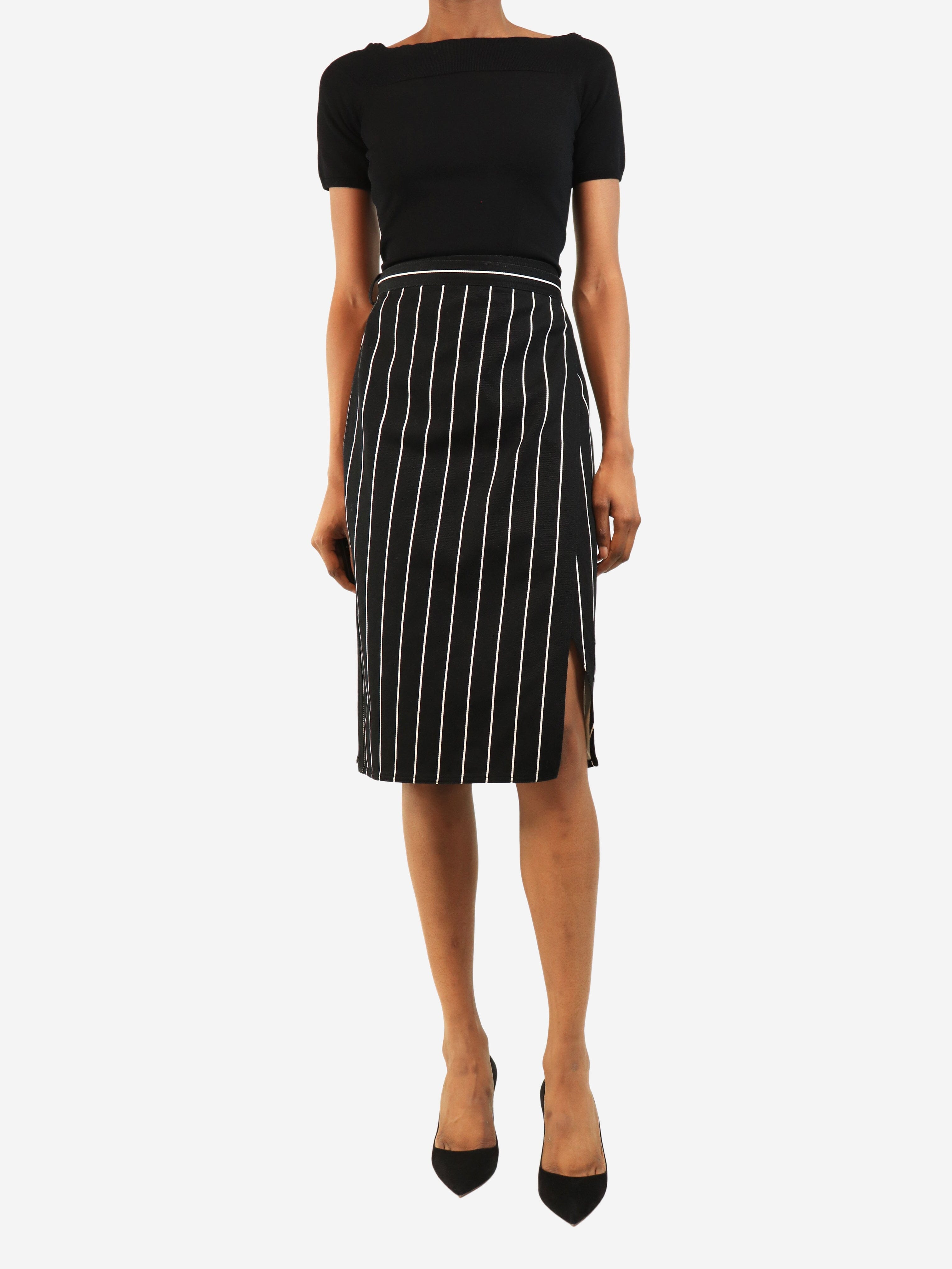 Black pinstripe midi wrap skirt - size UK 8 Skirts Balenciaga 