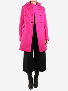 Prada Pink double-breasted boucle coat - size UK 10