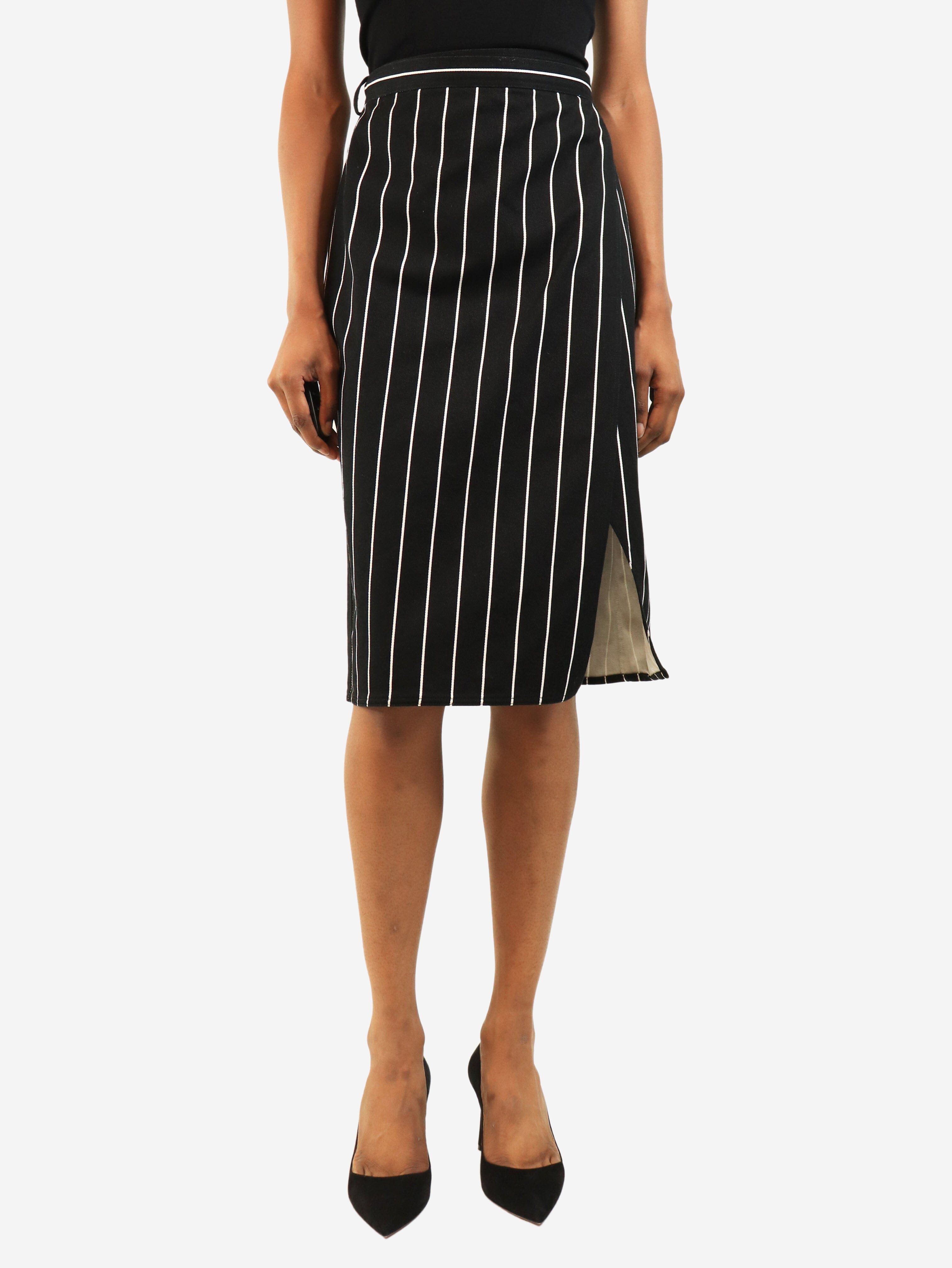 Black pinstripe midi wrap skirt - size UK 8 Skirts Balenciaga 