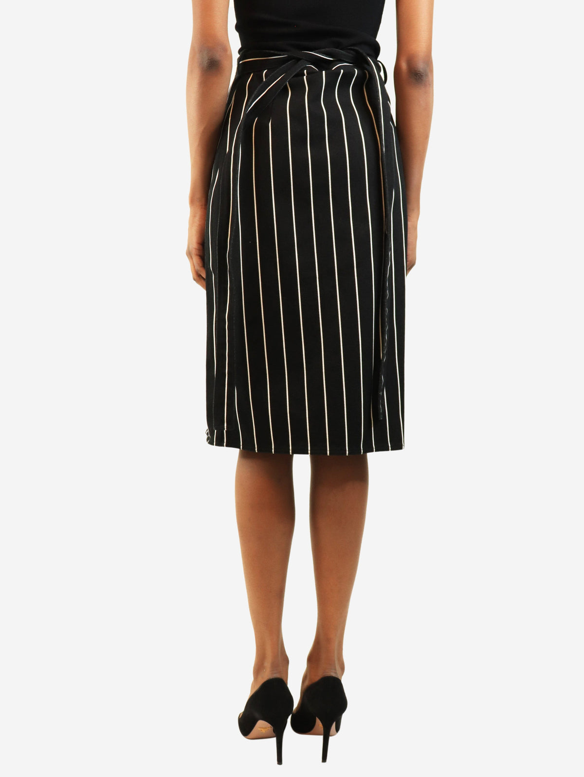 Black pinstripe midi wrap skirt - size UK 8 Skirts Balenciaga 