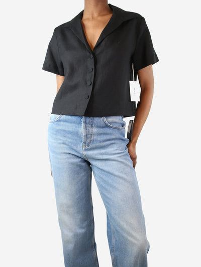 Black short-sleeved cropped shirt - size XS Tops Frame 