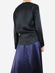 3.1 Phillip Lim Black satin pearl drape blouse - size UK 8
