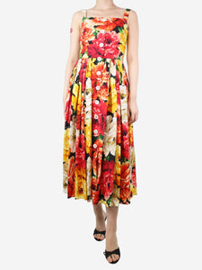 Dolce & Gabbana Multicolour floral button-front strap dress - size UK 10