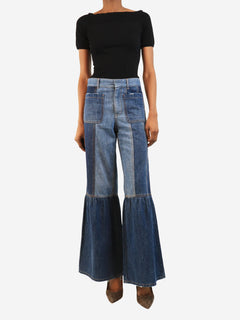 Blue flared patchwork jeans - size UK 6 Denim Dior 