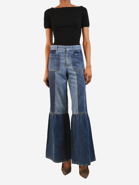 Blue flared patchwork jeans - size UK 6 alternate image