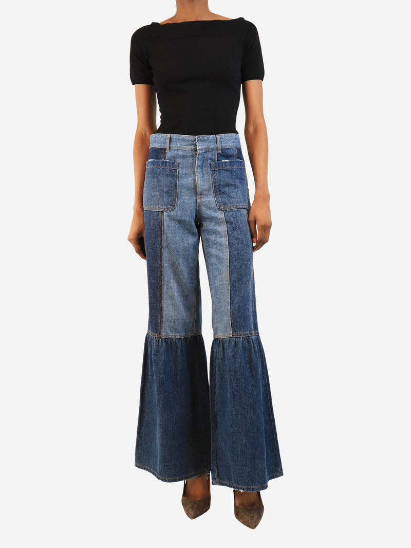 Blue flared patchwork jeans - size UK 6 Denim Dior 