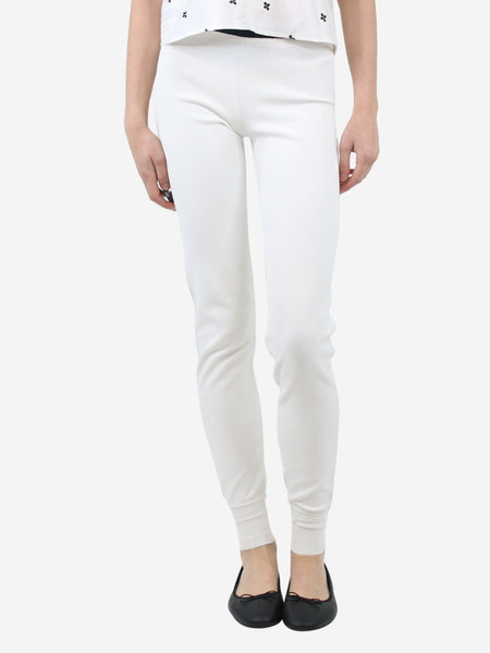 Chanel pre owned white slim leg cuffed joggers size UK 12 Sign of the Times