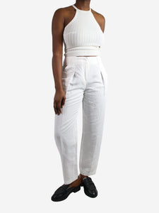Luisa Cerano White loose-fit linen trousers - size UK 10