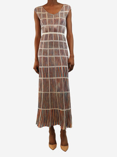 Multi knit plisse dress - size UK 6