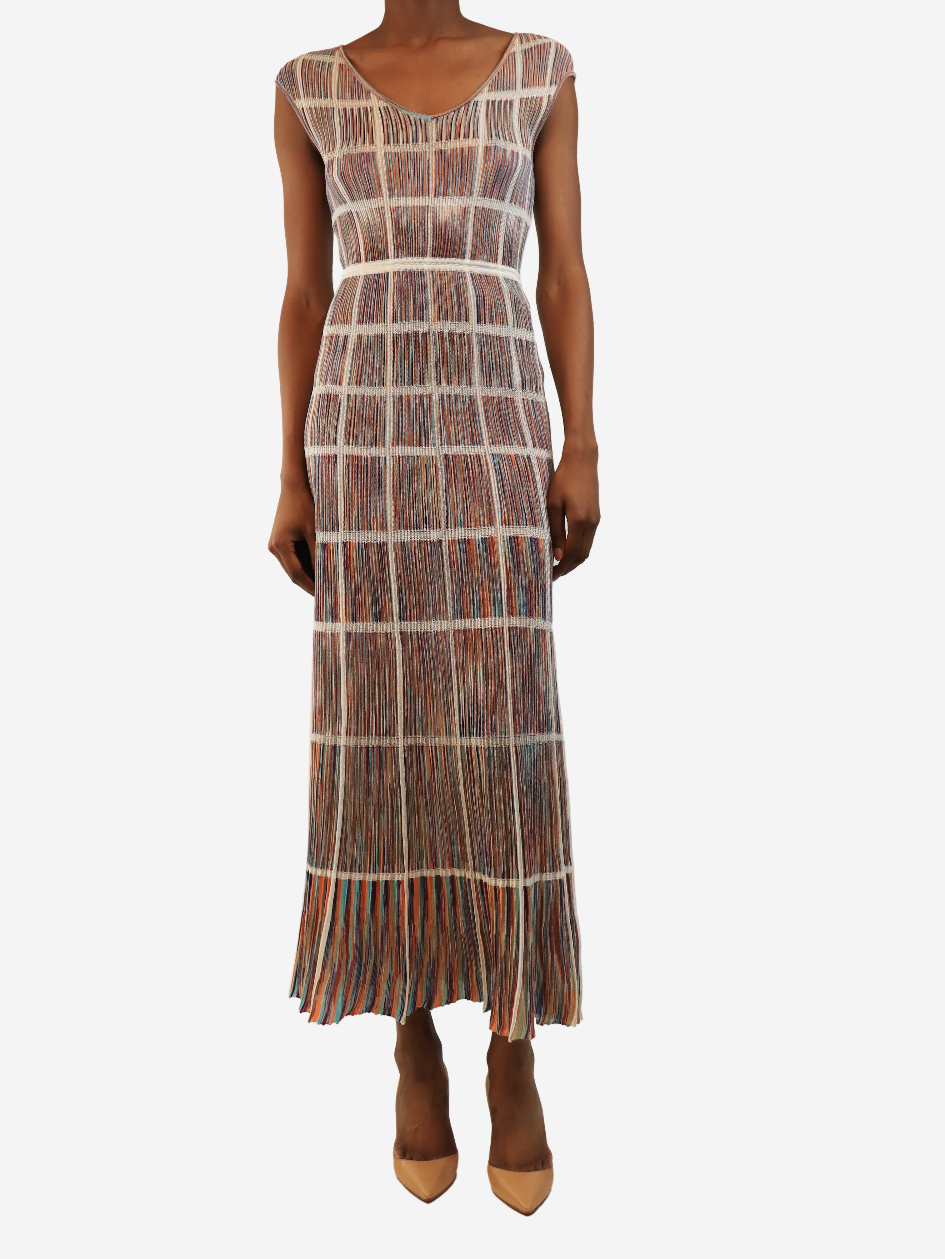 Multi knit plisse dress - size UK 6
