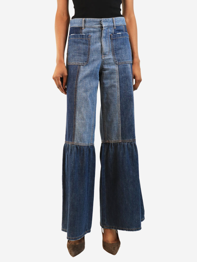 Blue flared patchwork jeans - size UK 6 Denim Dior 