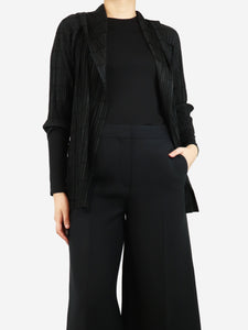 Pleats Please Black pleated hooded jacket - size UK 8