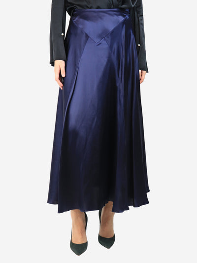 Navy silk midi skirt - size UK 8 Skirts Simone Rocha 
