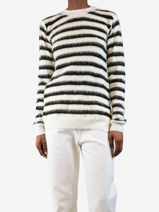 Marni White wool stripe jumper - size UK 8