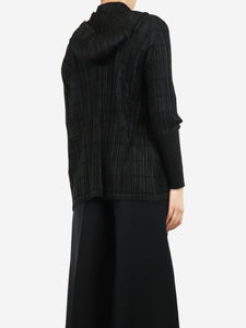 Pleats Please Black pleated hooded jacket - size UK 8