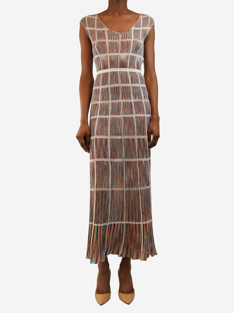 Multi knit plisse dress - size UK 6