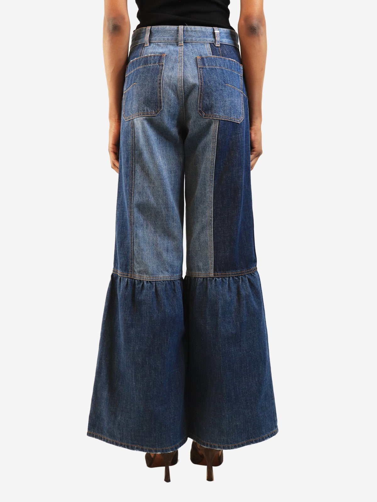 Blue flared patchwork jeans - size UK 6 Denim Dior 