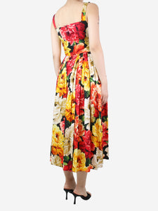Dolce & Gabbana Multicolour floral button-front strap dress - size UK 10