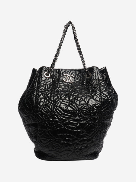 Black 2008 patent leather quilted tote bag product image