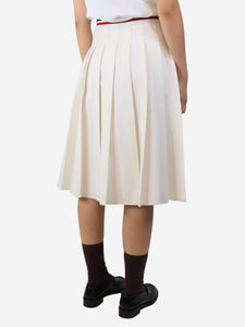 Miu Miu White pleated logo midi skirt - size L