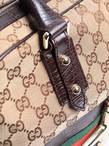 Gucci Brown Hasler Rabbit GG canvas bag