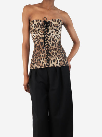 Brown leopard corset - size UK 4 Tops Dolce & Gabbana 