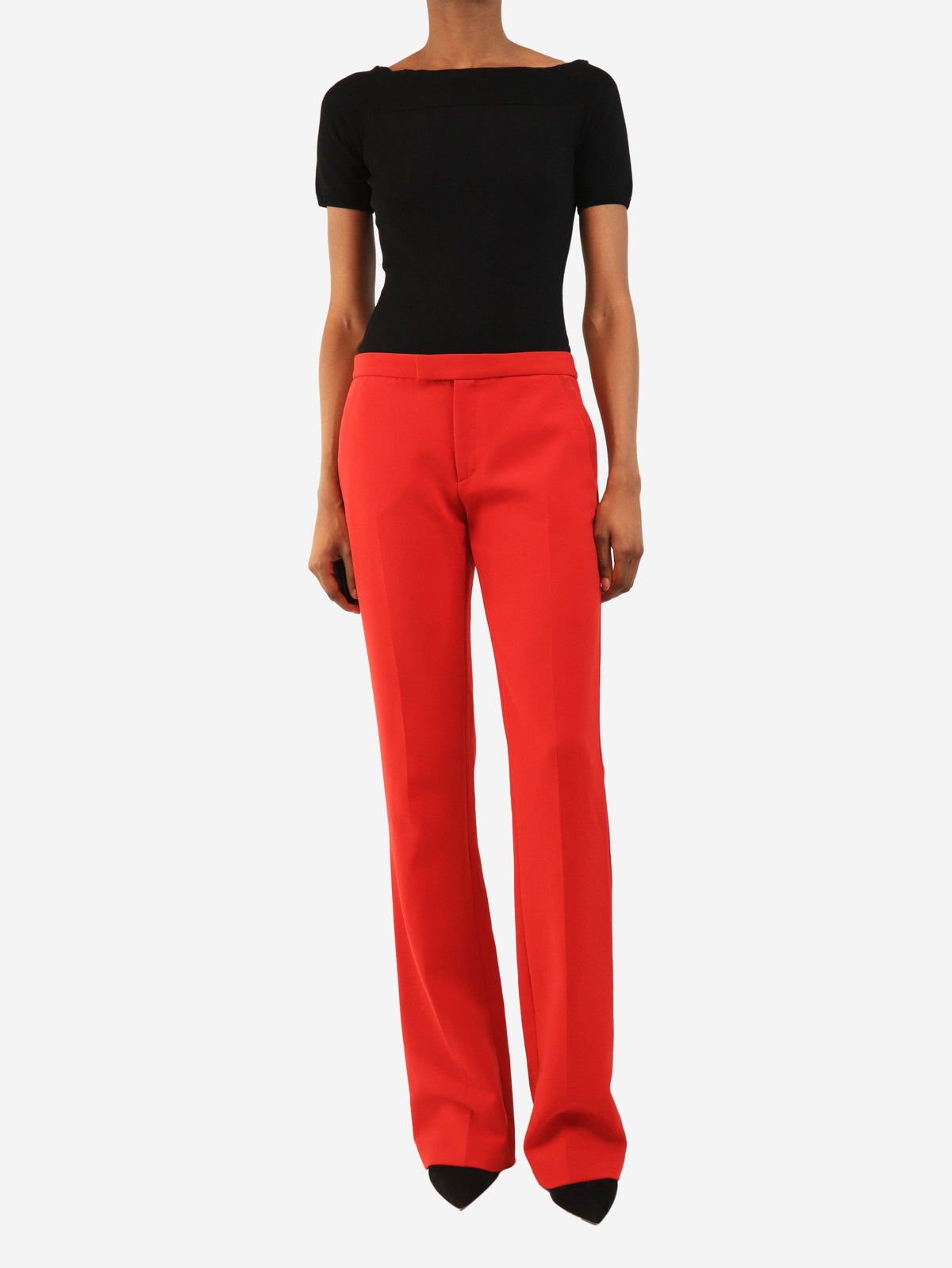 Red flaired crepe trousers - size UK 8 Trousers Joseph 