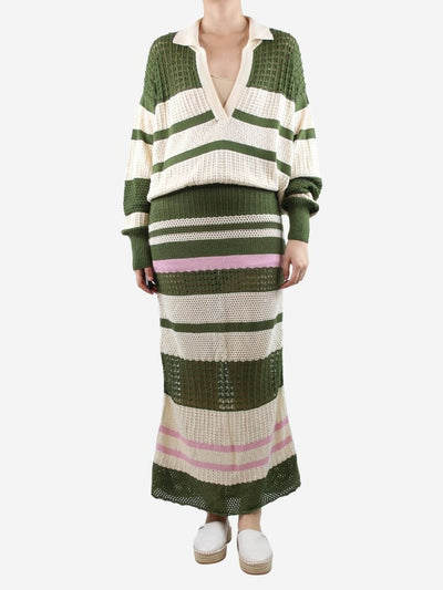 Johanna Ortiz Multi striped crochet maxi skirt - size M Skirts Johanna Ortiz 