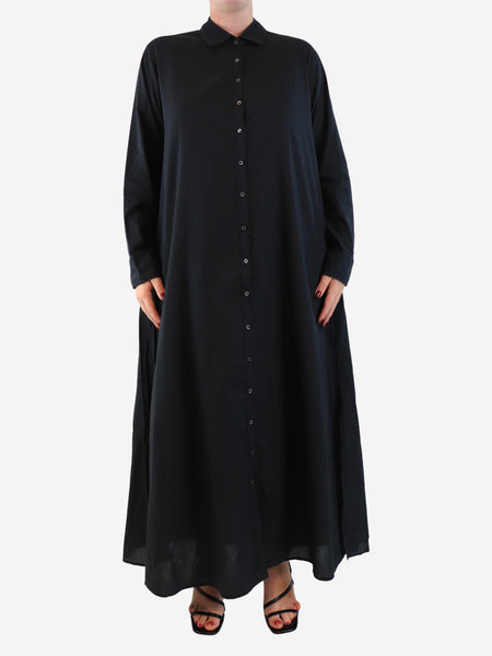 Black cotton midi shirt dress - size M product image