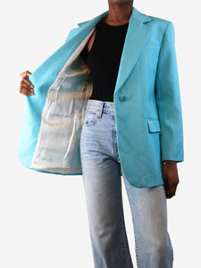 Sandro Turquoise single-buttoned blazer - size UK 6