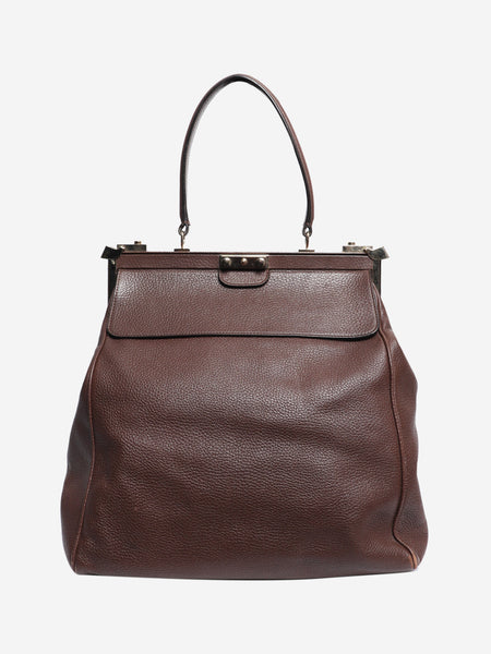 Brown frame leather tote bag product image