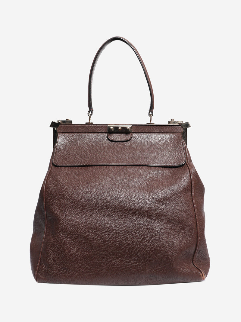 Brown frame leather tote bag Top Handle Bags Giorgio Armani 