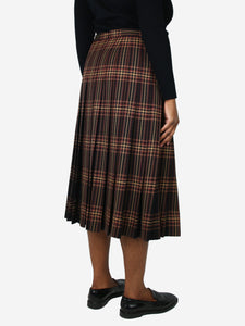 Gucci Brown checkered pleated midi skirt - size UK 16