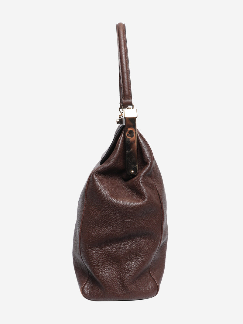 Brown frame leather tote bag Top Handle Bags Giorgio Armani 